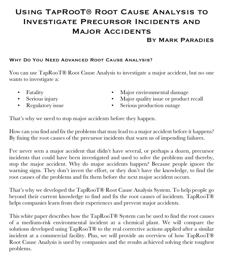 advanced root cause analysis white paper