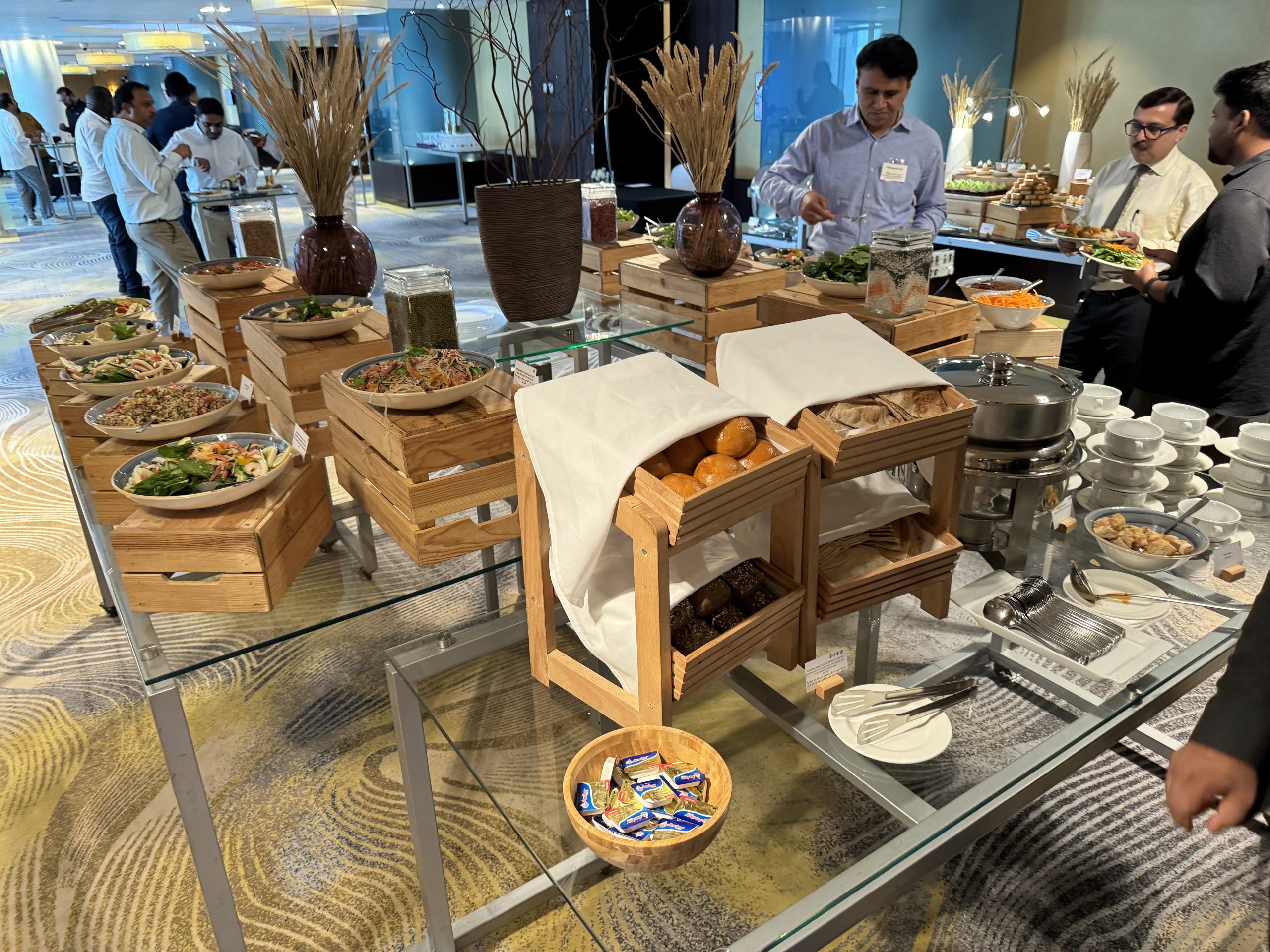 Several entrées and sides on a buffet